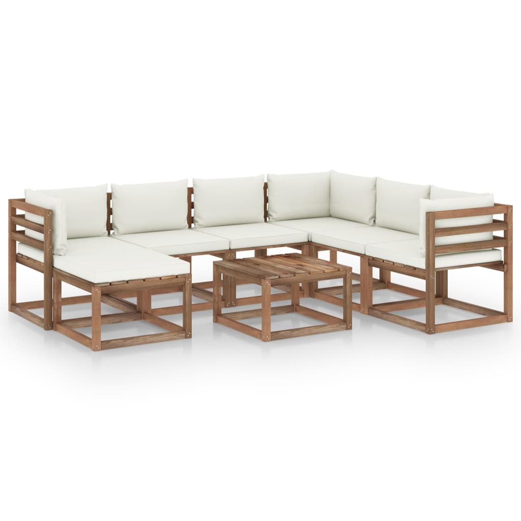 Set mobilier de gradina cu perne crem, 8 piese