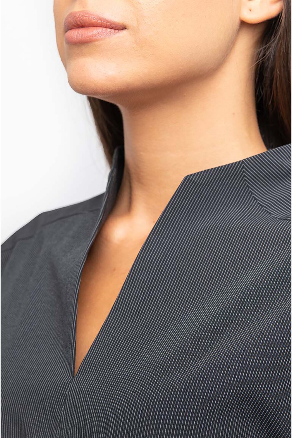 Couture de Marie, Rochie cu croiala dreapta si dungi discrete Leonie, Gri inchis