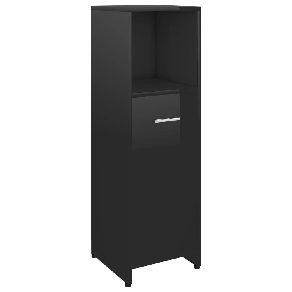 Dulap inalt de baie vidaXL, PAL extralucios, 30 x 30 x 95 cm, Negru