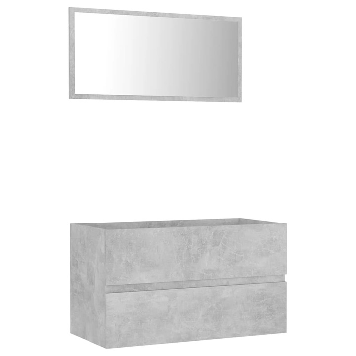 vidaXL 2 részes betonszürke forgácslap fürdőszobai bútorszett fiókos szekrénnyel 80 cm