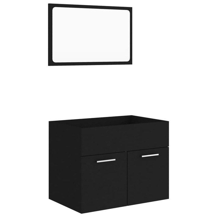 Set mobilier de baie vidaXL, 2 piese, negru, PAL 804783