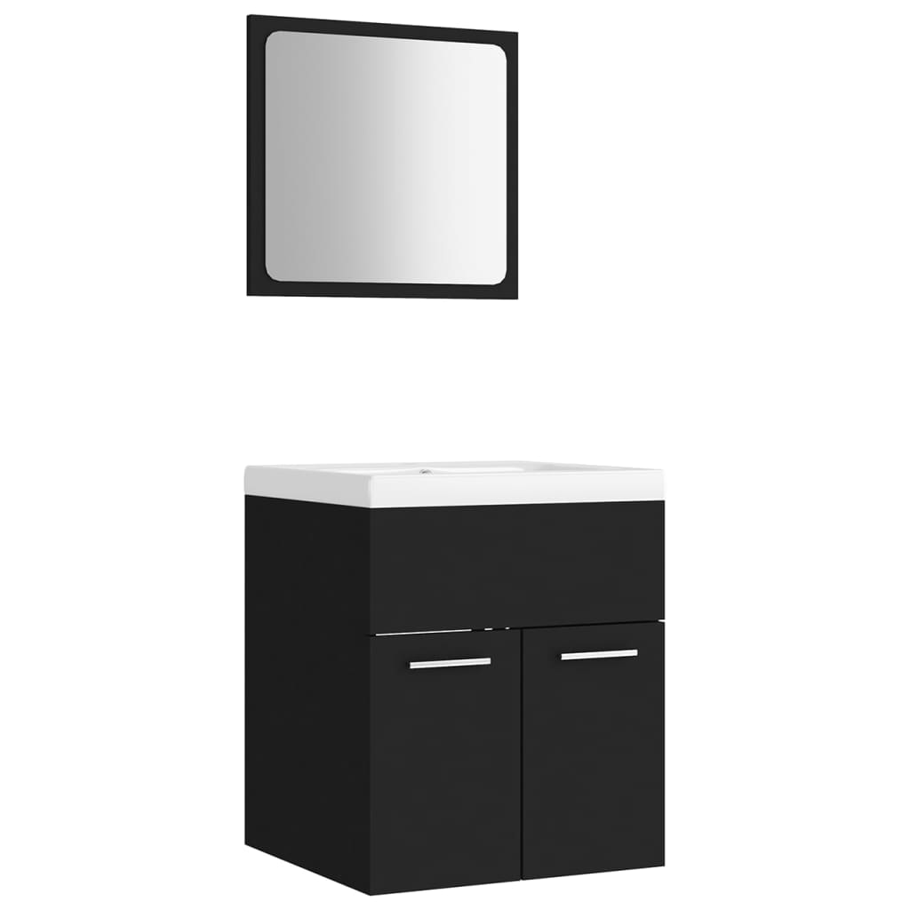 Set mobilier baie dulap si oglinda vidaXL, PAL, 41 x 38.5 x 46 cm, Negru