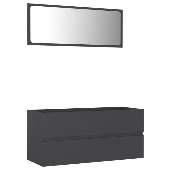 Комплект за баня vidaXL, Шкафове с чекмеджета и огледало, ПДЧ / Акрил, 100 x 38,5 x 46 см, Сив