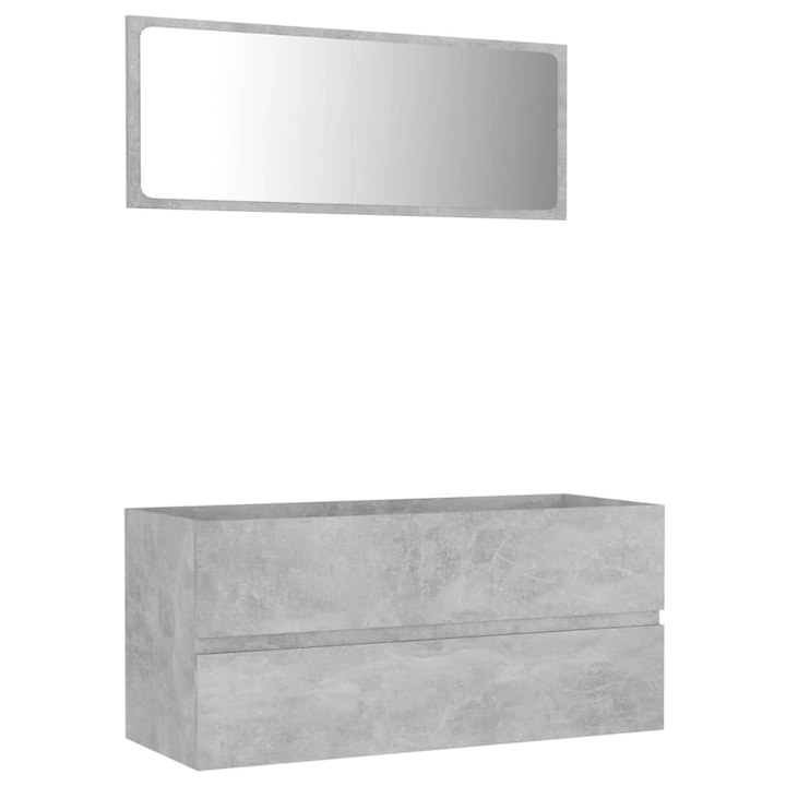 Комплект за баня vidaXL, Шкафове с чекмеджета и огледало, ПДЧ / Акрил, 100 x 38,5 x 46 см, Сив