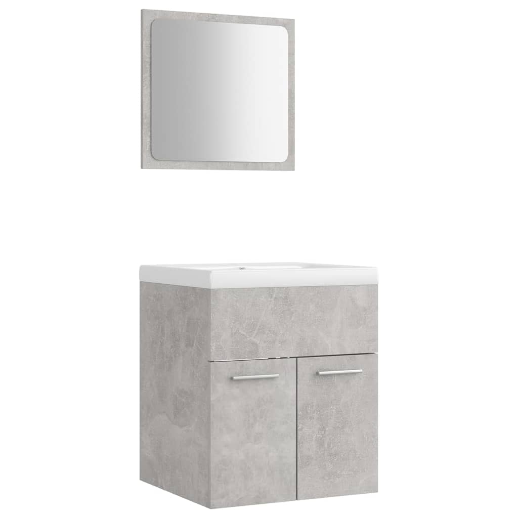 Set mobilier baie dulap si oglinda vidaXL, PAL, 41 x 38.5 x 46 cm, Gri ciments