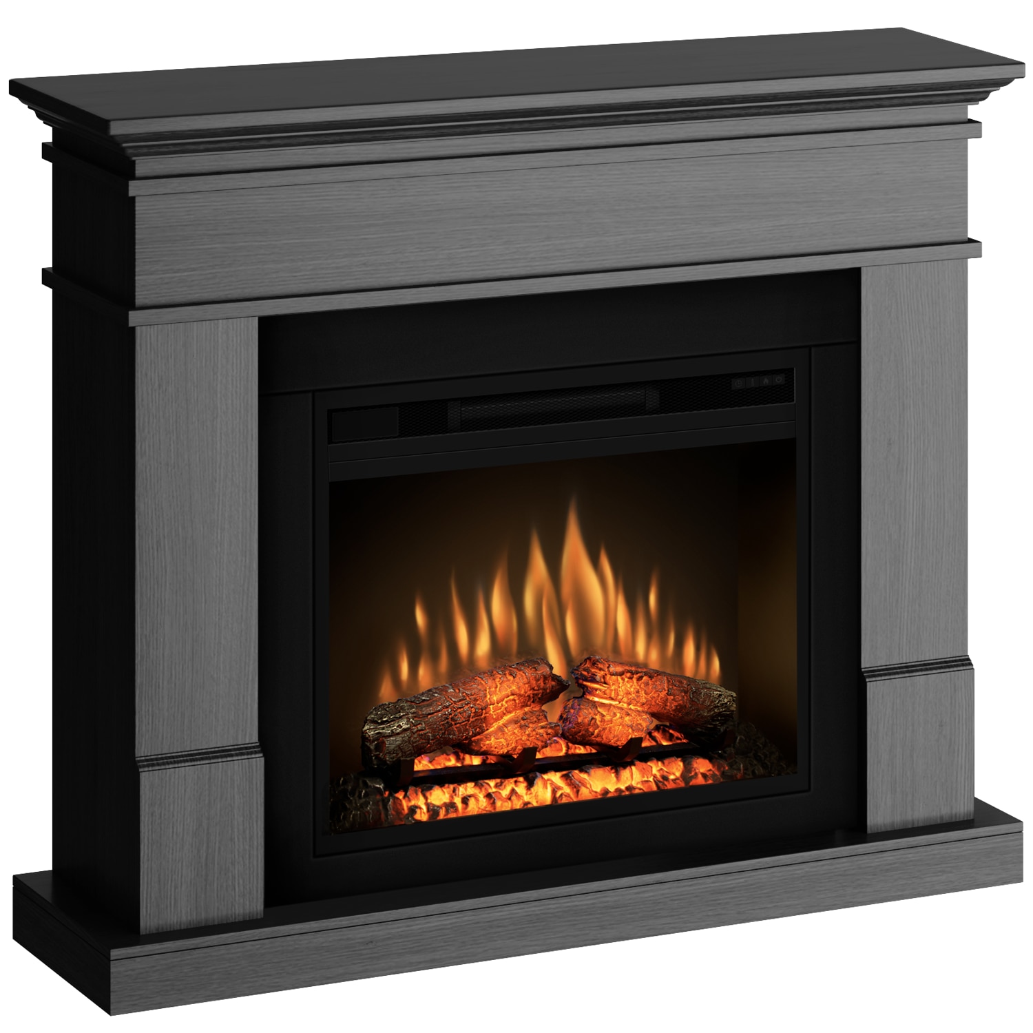 Semineu Lisabona ash grey cu focar ECOFLAME 23