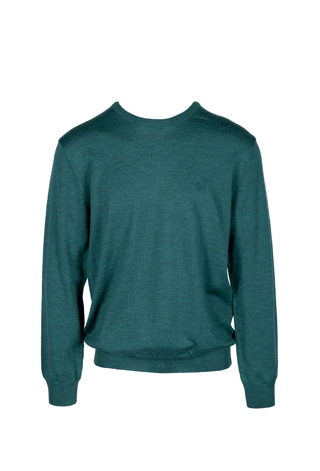 Pulover slim fit cu decolteu la baza gatului, Roberto Cavalli, Verde