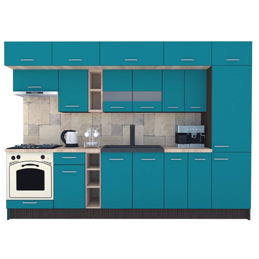 Set Bucatarie Genarom BIGMAR 310 A, 310 x 225,5 x 60 cm, Wenge / Decor 0245