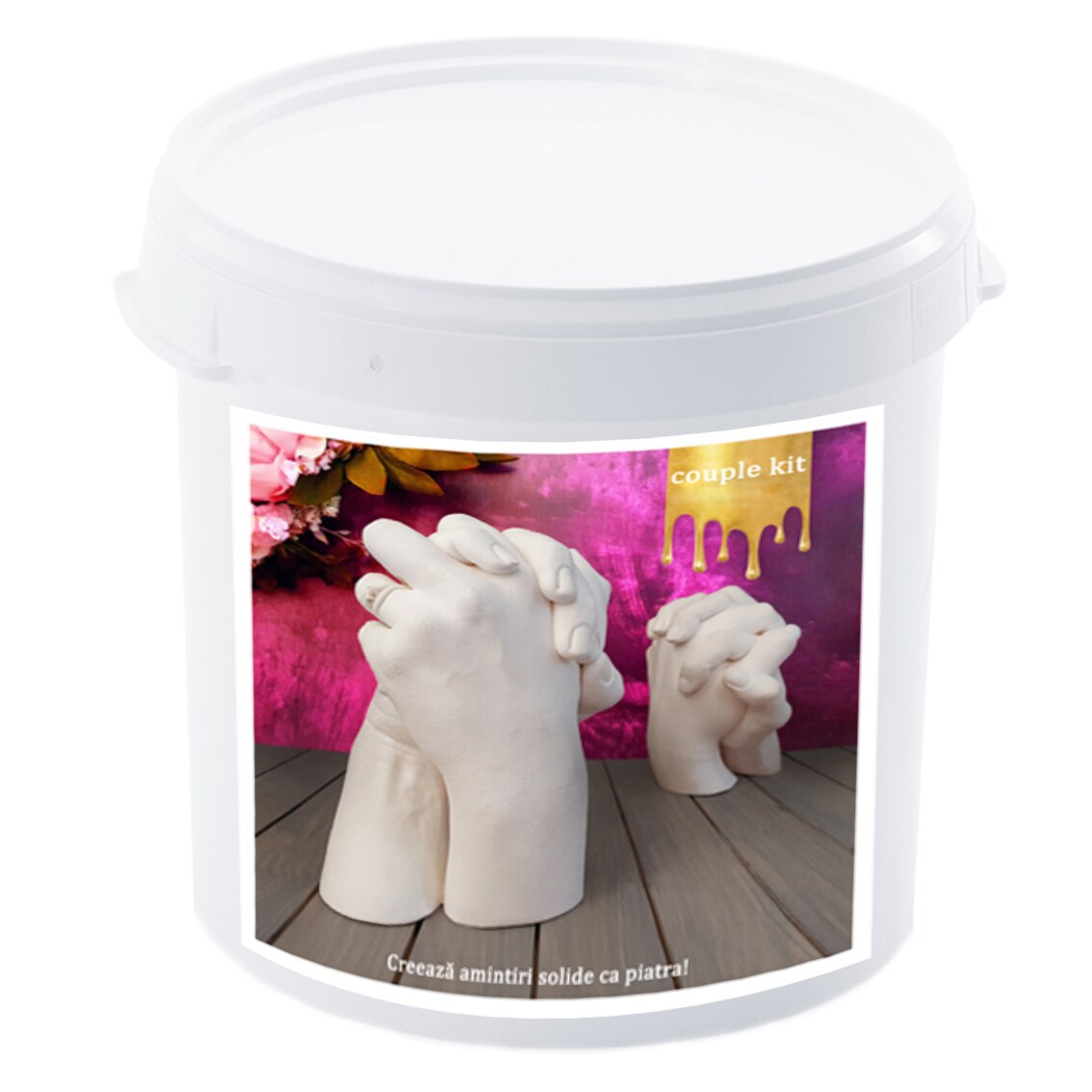 Kit mulaj maini pentru Cuplu, model amprenta maini 2 persoane, alb