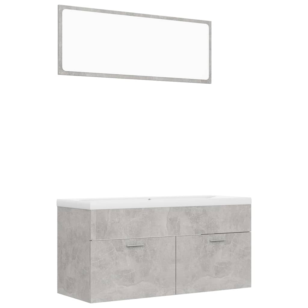 Set mobilier baie dulap, chiuveta si oglinda vidaXL, PAL, 100 x 38.5 x 46 cm, Gri ciment