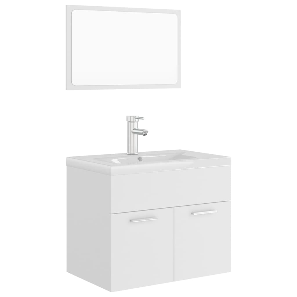 Set mobilier baie dulap, chiuveta, robinet si oglinda, vidaXL, PAL, 60 x 38.5 x 46 cm, Alb
