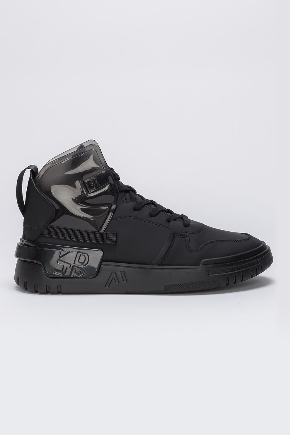 Il Passo, Pantofi sport high-top de piele Hyon, Negru, 42