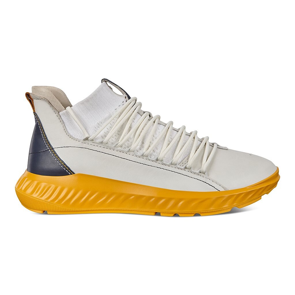 Pantofi sport barbati, Ecco St.1 M,piele naturala, siret, alb, 44 EU