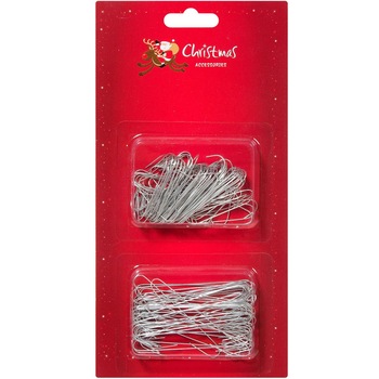 Carlige pentru agatat globuri ,argintiu, 100 buc Carlige pentru agatat globuri ,argintiu, 100 buc
