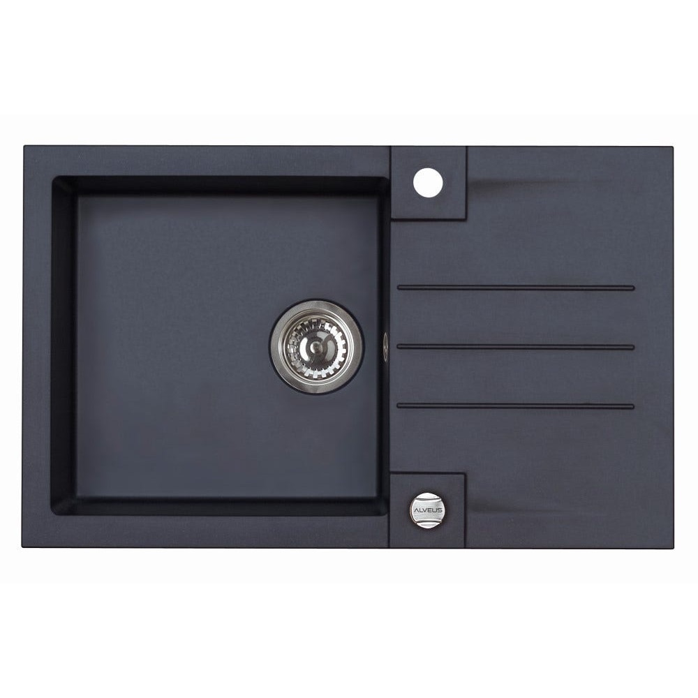 Chiuveta Alveus, din granit, reversibila, dimensiuni 78 x 48 cm, adancime 18 cm, negru