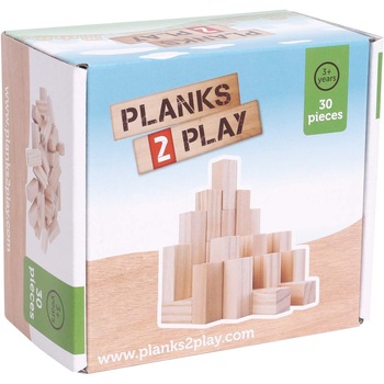 Set cuburi din lemn, New Classic Toys, Planks2Play, 30 piese, lemn natur Set cuburi din lemn, New Classic Toys, Planks2Play, 30 piese, lemn natur