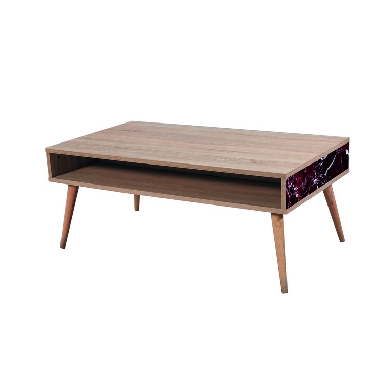 Masa de cafea Huntington Station, Nancy Homestore, Lemn, 60x110x45 cm, Maro/Negru