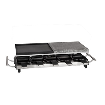 Plita grill si raclette electrica ProfiCook 2 in 1, PC-RG 1144, 10 tigai raclette, 2 placi de gatire, 48,5 x 24 cm, placa reversibila din fonta, termostat, negru/inox Plita grill si raclette electrica ProfiCook 2 in 1, PC-RG 1144, 10 tigai raclette, 2 placi de gatire, 48,5 x 24 cm, placa reversibila din fonta, termostat, negru/inox