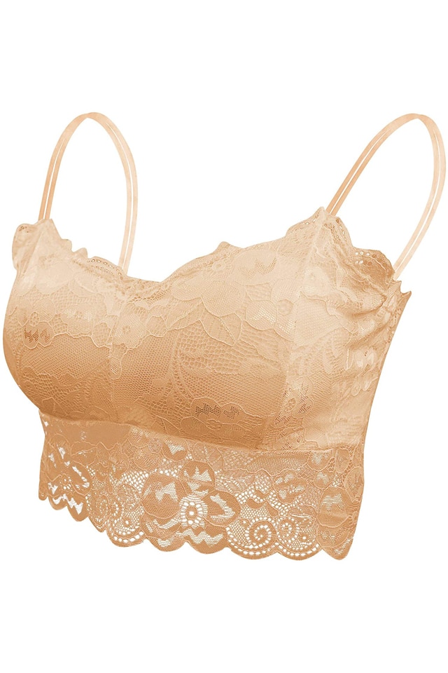 Bustiera dama, bej, L, cu aplicatii dantela