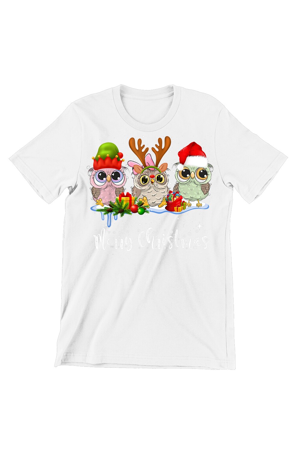 Tricou Femei Craciun Funny, Cute Owl, Alb