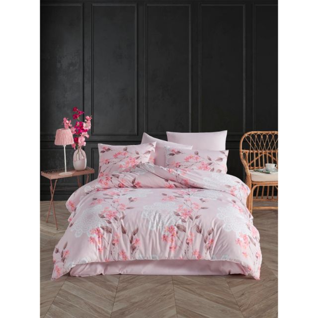 Set lenjerie pentru pat dublu, bumbac ranforce light, 4 piese, model Lauram