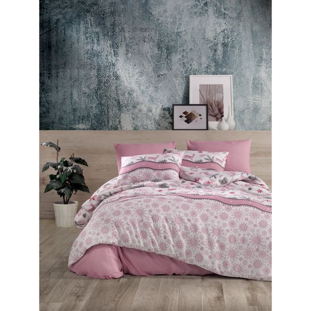 Set lenjerie pentru pat dublu, 4 piese, model classic Deer Merry