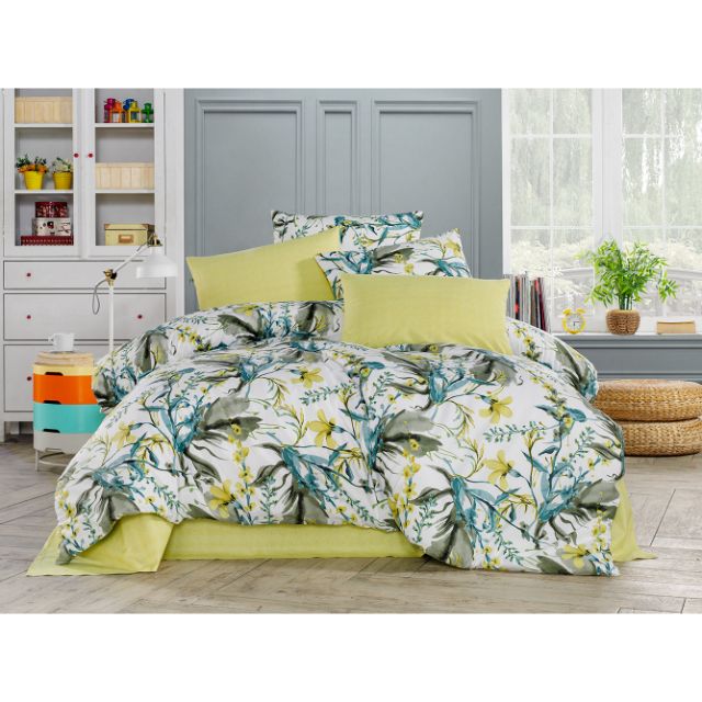 Set lenjerie pentru pat dublu, bumbac ranforce light, 4 piese, model Asya