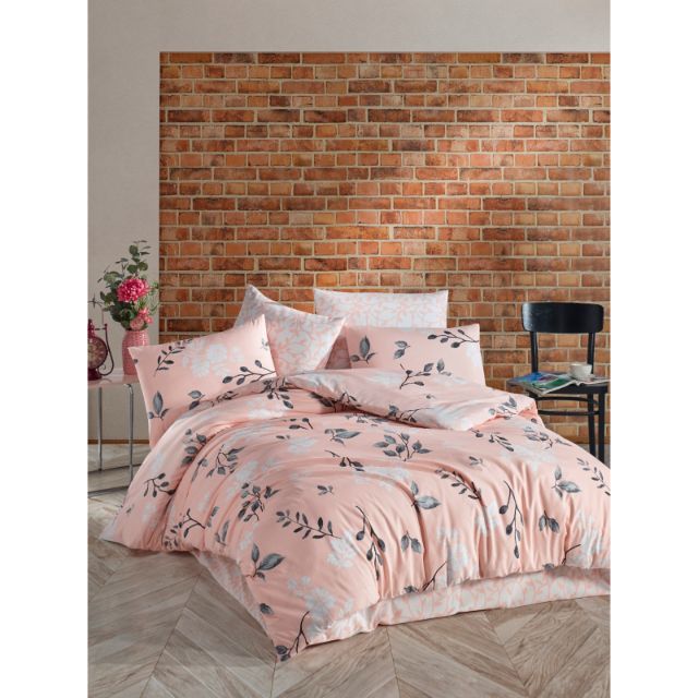 Set lenjerie pentru pat dublu, bumbac ranforce light, 4 piese, model Anissam