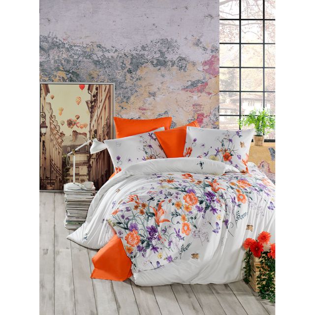 Set lenjerie pentru pat dublu, 4 piese, model classic Autumn