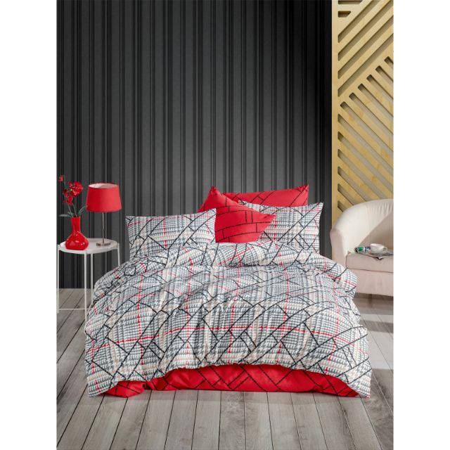 Set lenjerie pentru pat dublu, bumbac ranforce light, 4 piese, model Fellix