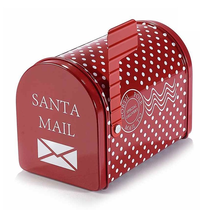 Червена метална кутия модел Пощенска кутия 14х8х10см