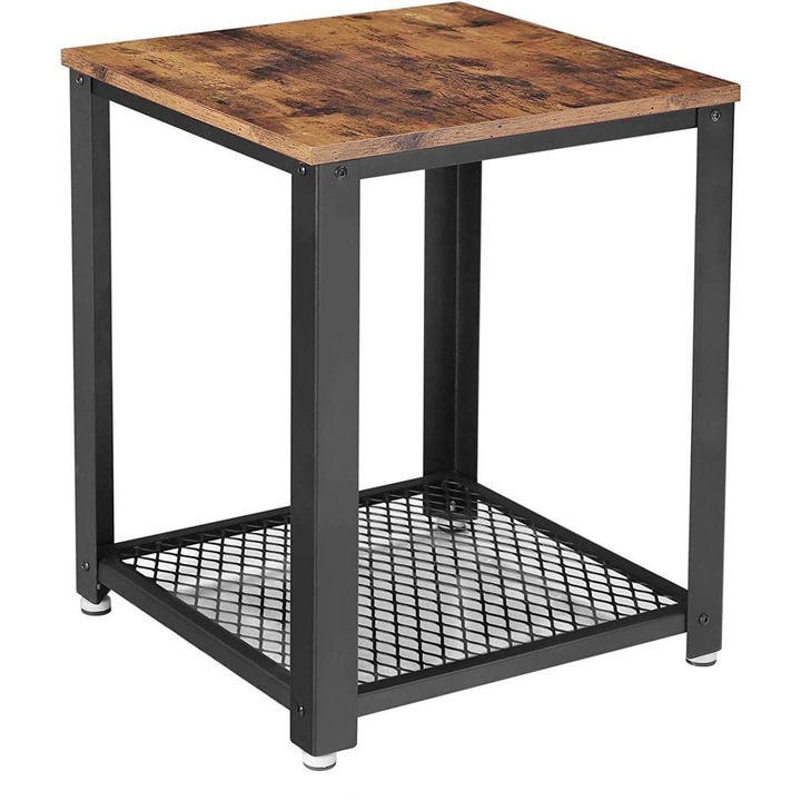 Холна маса Nancy Homestore, Индустриален дизайн, Дърво, 45 x 45 x 55 см, Кафяво/Черно