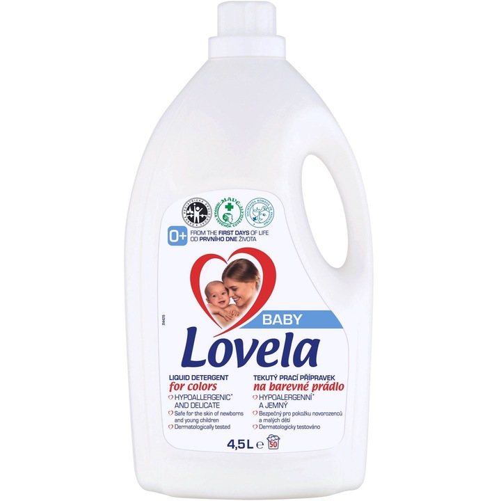 Detergent lichid Lovela Baby, pentru rufe colorate, 50 spalari, 4.5L