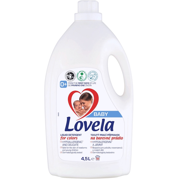 Detergent lichid Lovela Baby, pentru rufe colorate, 50 spalari, 4.5L