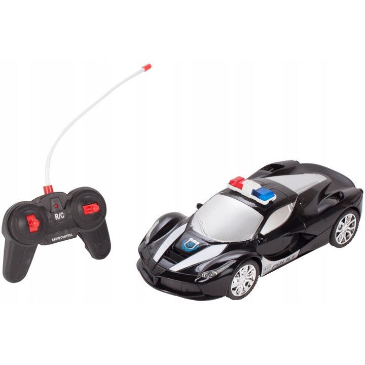 Masina de Politie RC Interactiva cu Design Modern, Controlata de la Distanta cu Telecomanda, Black