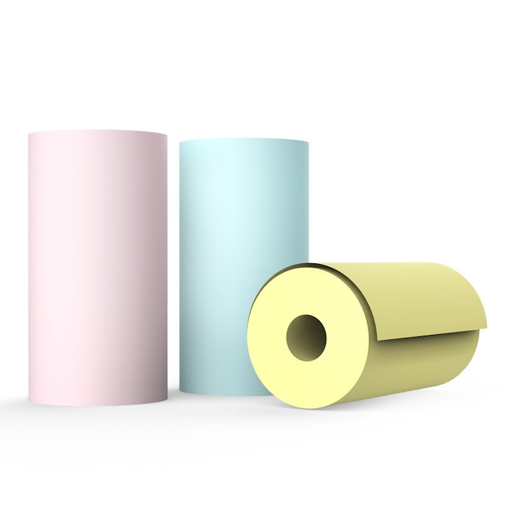 3 tekercs nyomtatópapír készlet, szélesség 57mm, mini nyomtatókhoz, többszínű