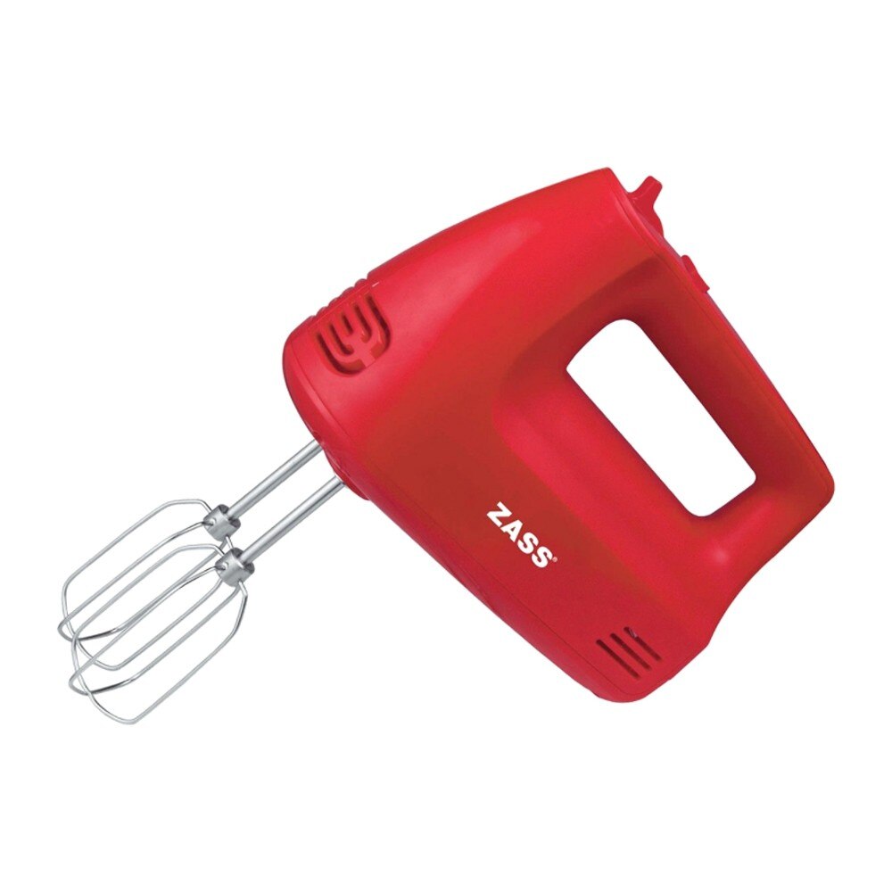 Mixer de mana, design ergonomic, 300 W, 5 trepte de viteza, functie turbo, carlige framantare si palete amestecare, rosu