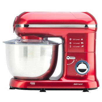 Mixer, cu bol inox de 4,5 litri, 1400 W, 6 trepte de viteza, functie Pulse, functie Soft Start, protectie anti-stropire incorporata, carlig framantare si paleta amestecare Mixer, cu bol inox de 4,5 litri, 1400 W, 6 trepte de viteza, functie Pulse, functie Soft Start, protectie anti-stropire incorporata, carlig framantare si paleta amestecare