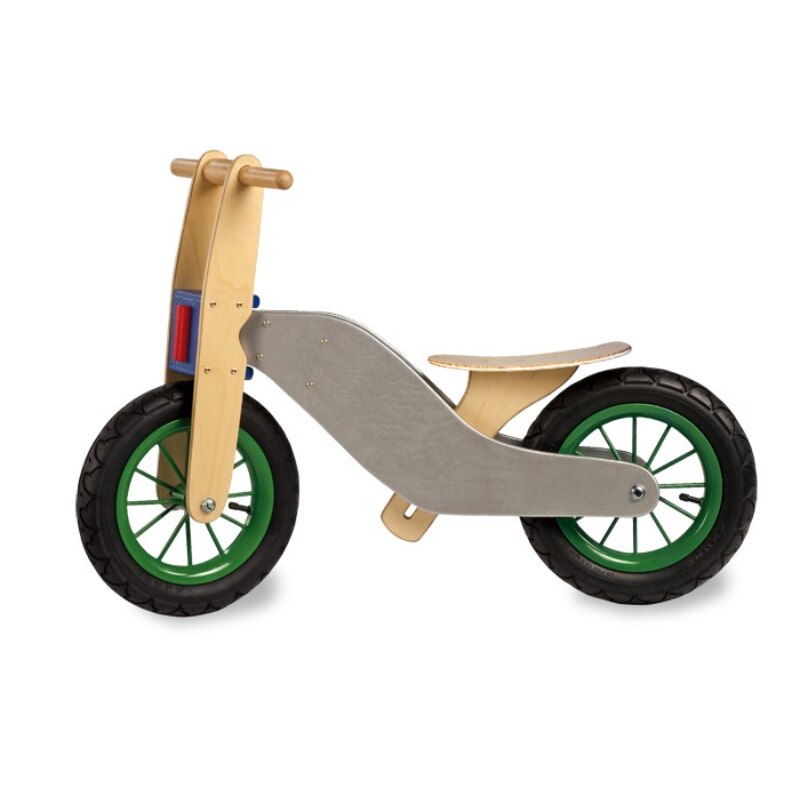 Bicicleta de echilibru Legler, Model politie, Lemn, 88x35x57 cm, Multicolor