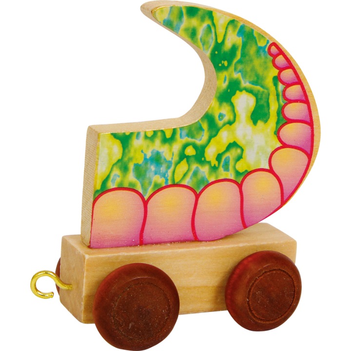 Vagon trenulet, Legler, Lemn, Model coada de dragon, 6.5x3x6 cm, Multicolor