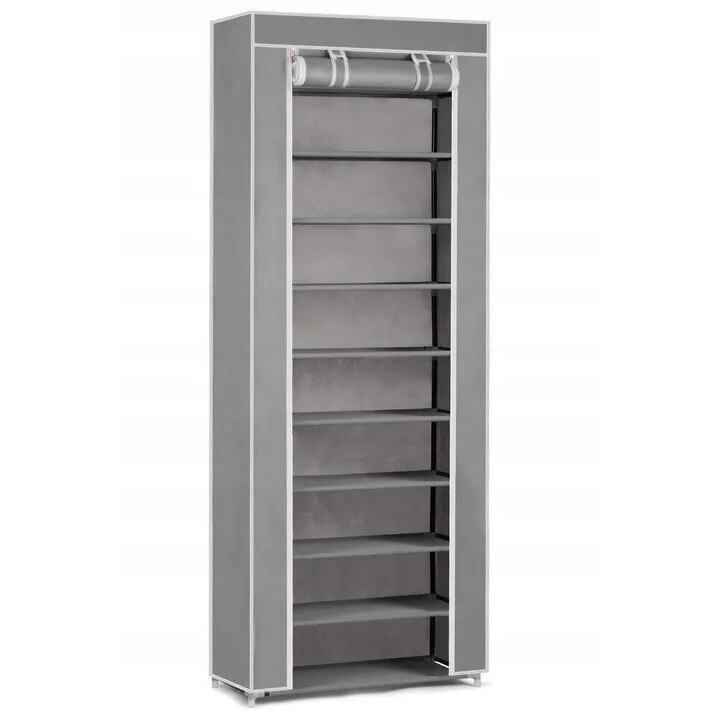 Dulap IMK® pentru incaltaminte textil, 10 rafturi impermeabil, gri deschis 58x175x28