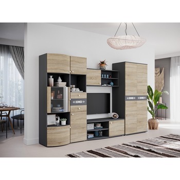 Mobila sufragerie Living Amigo G01 pal melaminat 16 mm L 316,4 cm A 52,8 cm H 201,2 cm Mobila sufragerie Living Amigo G01 pal melaminat 16 mm L 316,4 cm A 52,8 cm H 201,2 cm