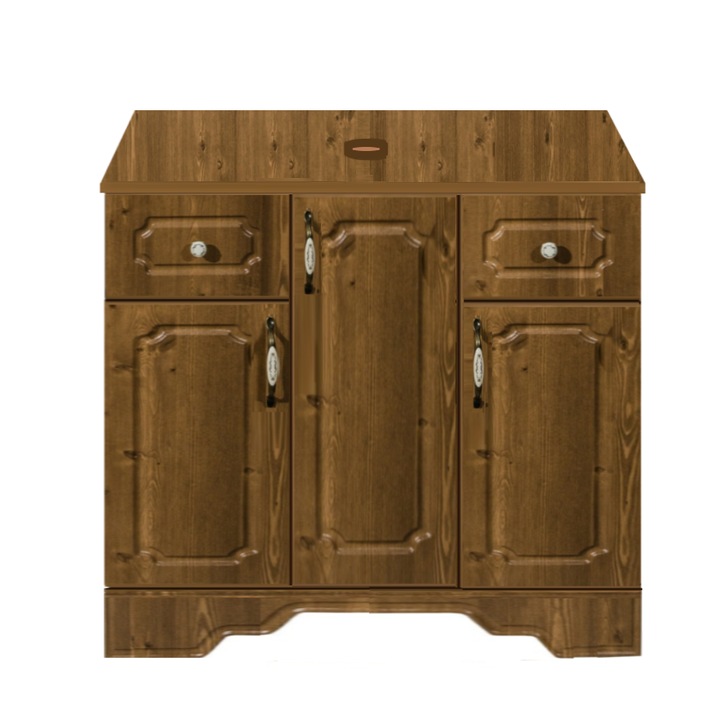 Baza mobilier de baie cu blat Malaga 70 x 65 x 46 cm, pentru lavoare cu montaj pe blat, Cherrywood