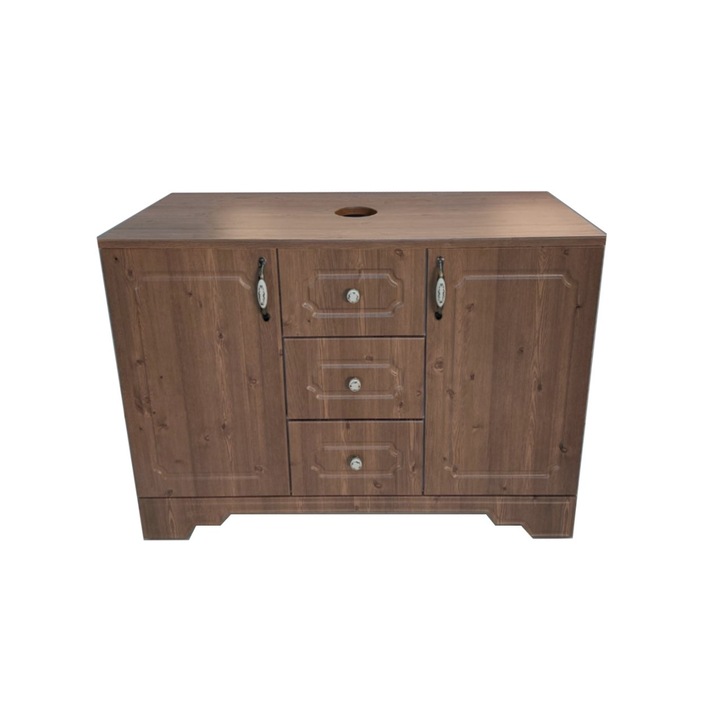 Baza mobilier de baie cu blat Malaga 90 x 65 x 46 cm, pentru lavoare cu montaj pe blat, Cherrywood