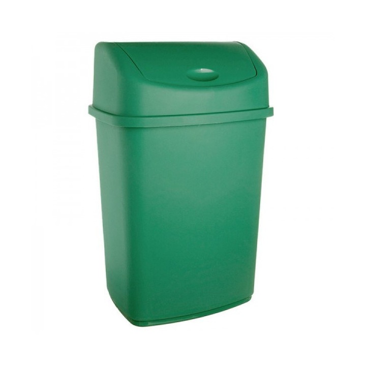 Cos de gunoi DacEnergy©, realizat din plastic, cu capac batant, capacitatea 55l, verde