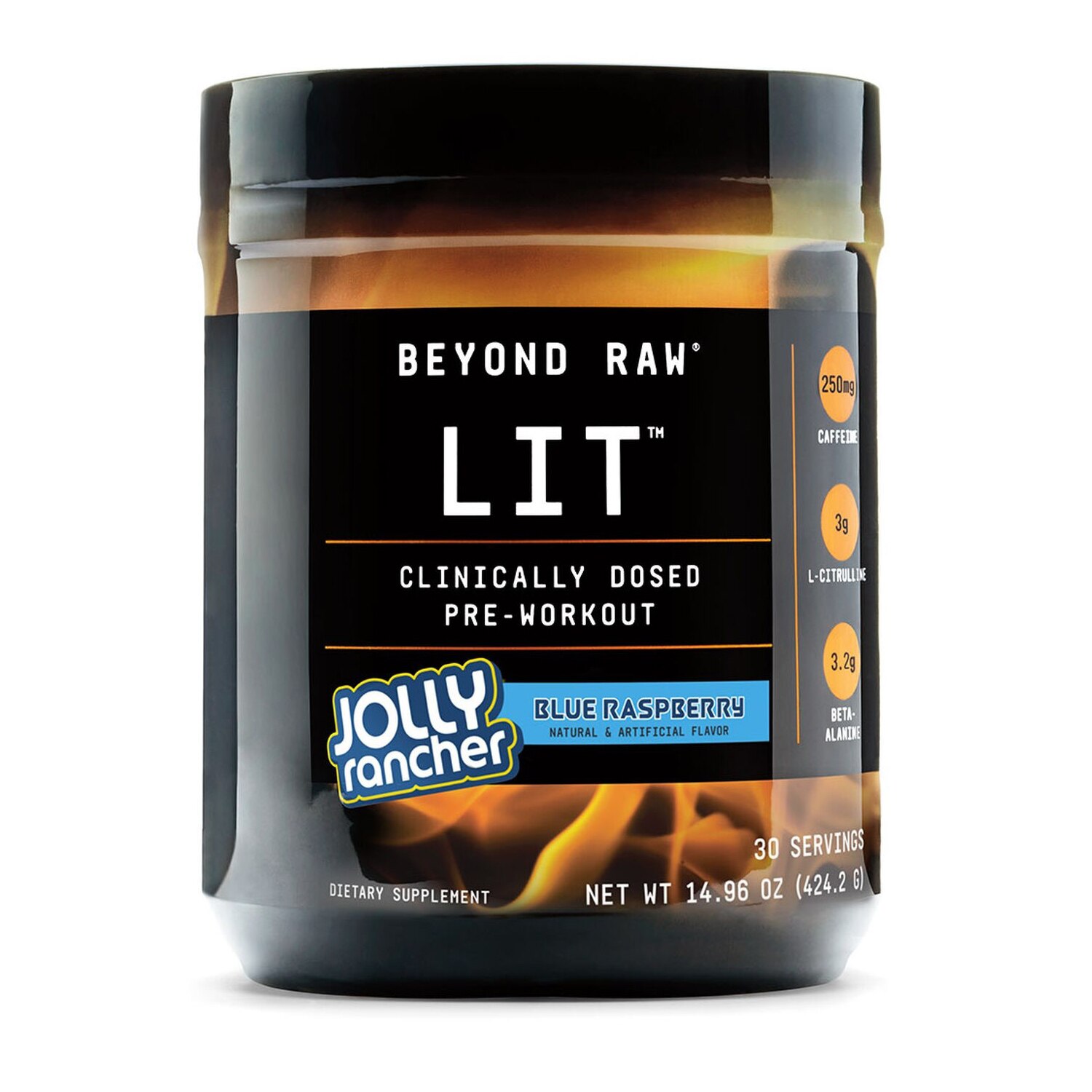 Pre Workout GNC Beyond Raw LIT, Aroma de Bomboane Jolly Rancher cu Zmeura Albastra, 424,2 g