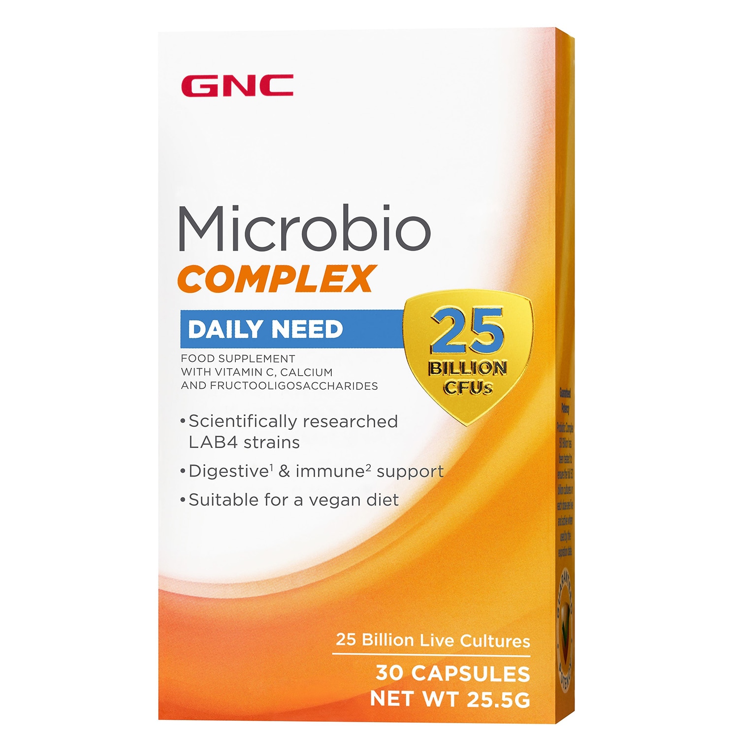 Supliment Alimentar GNC Microbio Complex Daily Need 25 mil. UFC, Probiotic Patentat cu 25 Miliarde Culturi Vii, 30 Capsul