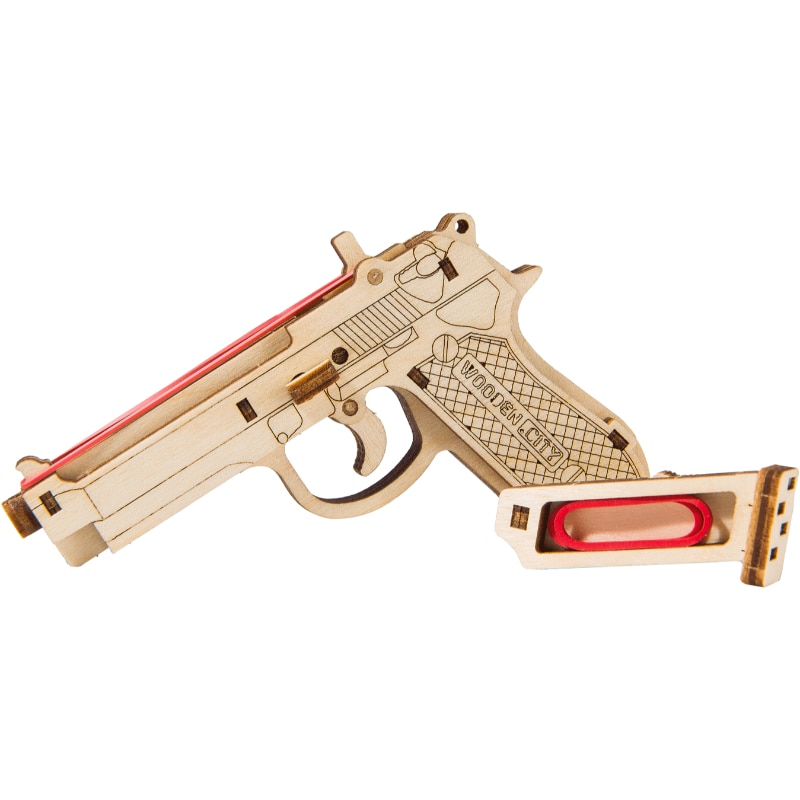 Puzzle 3D Pistol BRT-9, Wooden.city, Lemn, 30 piese