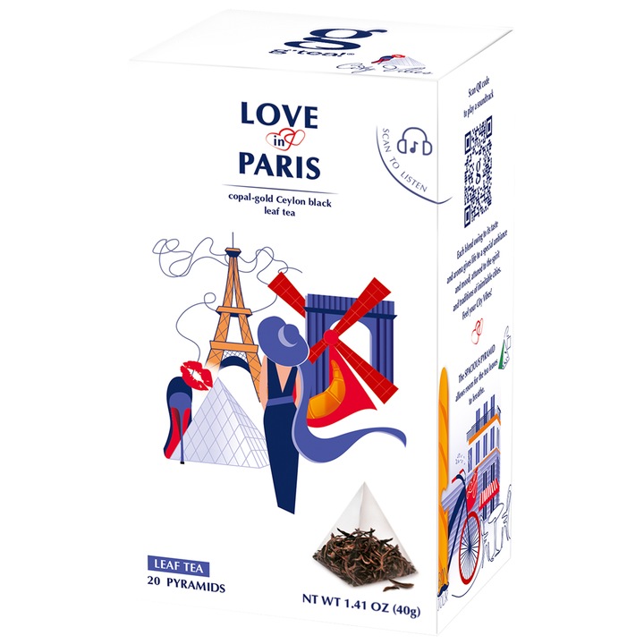 Frunze de ceai negru g’tea! City Vibes Love in Paris, 20 pliculete, 40 g