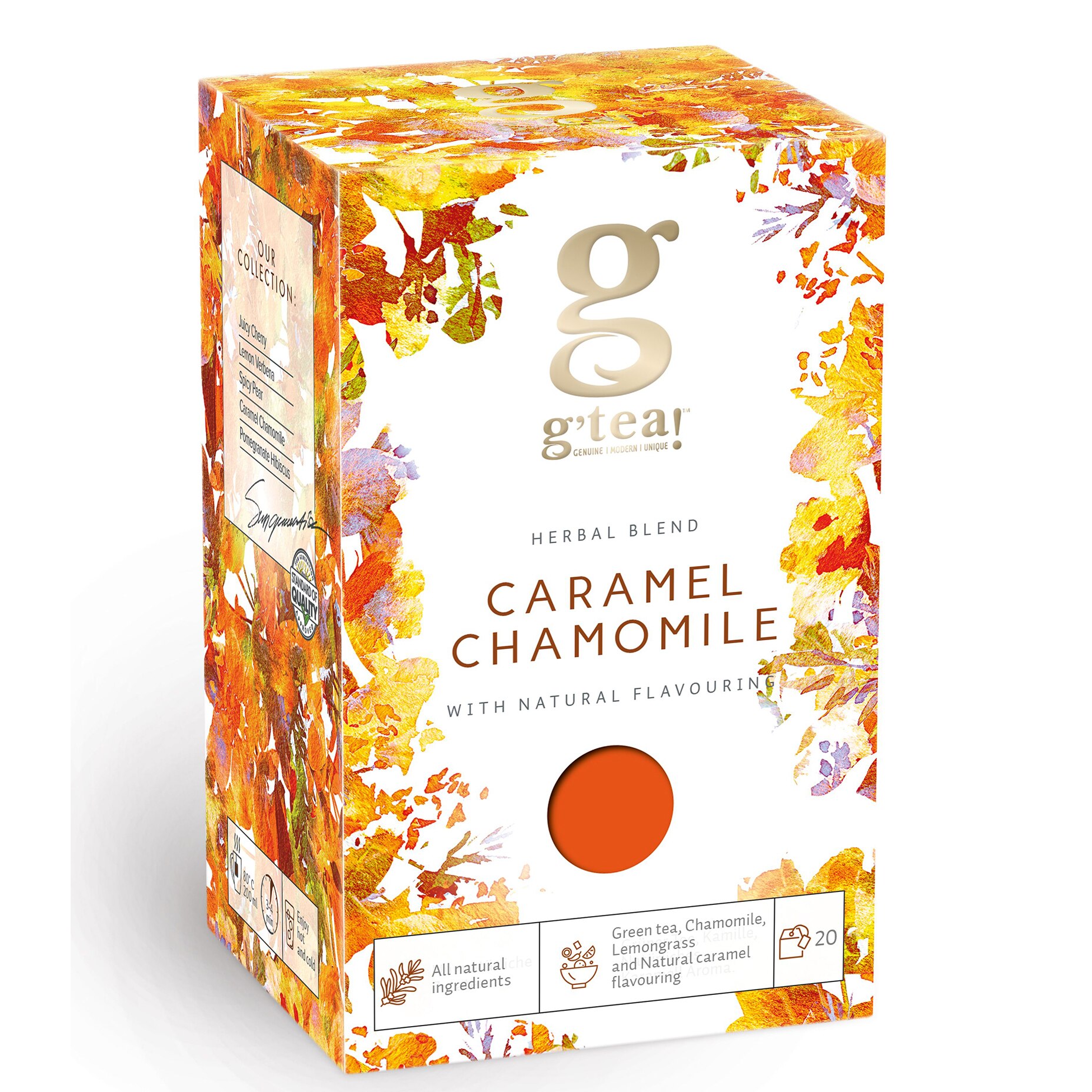 Amestec de plante cu ceai verde g’tea! Herbal Delight Caramel Chamomile, 20 pliculete, 35 g